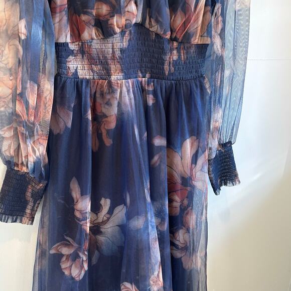 Baltic Born Layla Tulle Maxi Dress in Dark Blue Floral - size Medium - Picture 5 of 7
